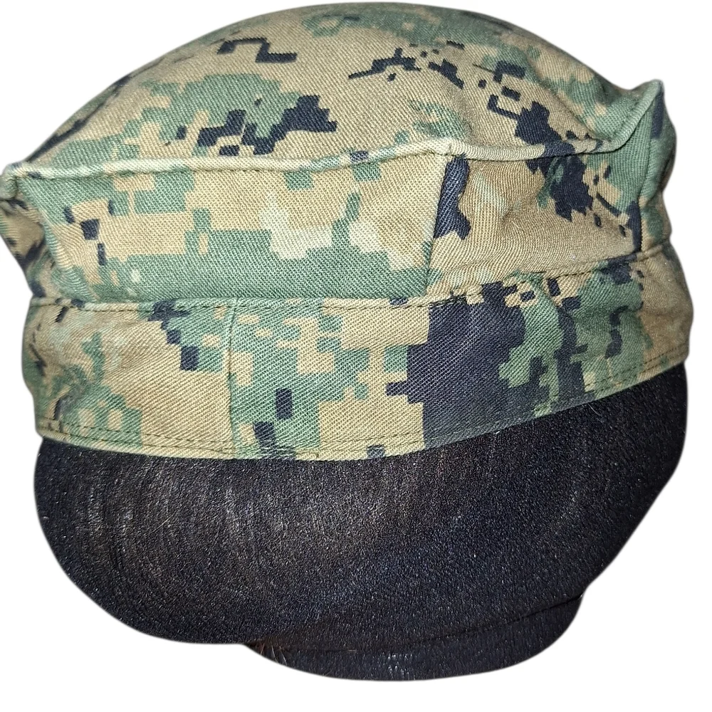 Cotton Nylon Twill Blend US Marine Hat Cap Small Used Militaria Camo Woodland
